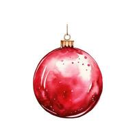 Watercolor Christmas red ball decoration hand painted illustration photo