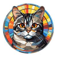 allí es un gato cara manchado vaso ilustración Arte circulo forma vector generativo ai foto