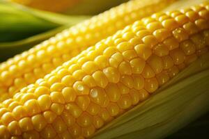 Photo of fresh corn close-up. AI generated