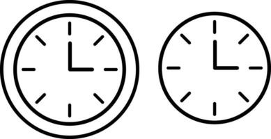 A set of vector time and clock icons. The clock icon.Design of a collection of icons for watches.The symbol of the linear clock, highlighted on a white background. Vector stock illustration.