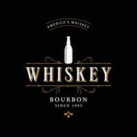 Bourbon whiskey logo design with luxury retro vintage decoration. for labels, badges, bars, restaurants. vector