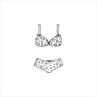 Hand-drawn women's lingerie. Doodle style bra and panties. Vector sketch illustration isolated on a white background.