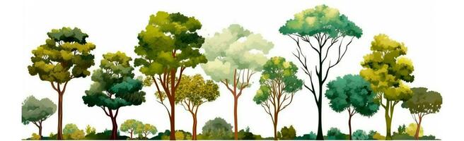 Set of various trees on white - AI generated image photo