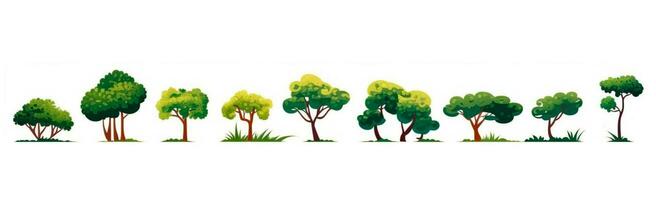 Set of various trees on white - AI generated image photo