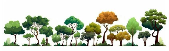 Set of various trees on white - AI generated image photo