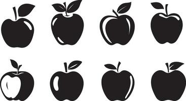 Apple vector silhouette illustration set of group