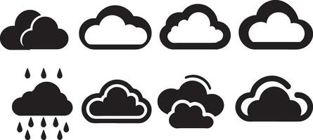 nube icono vector silueta ilustración negro color 2