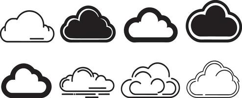 nube icono vector silueta ilustración negro color