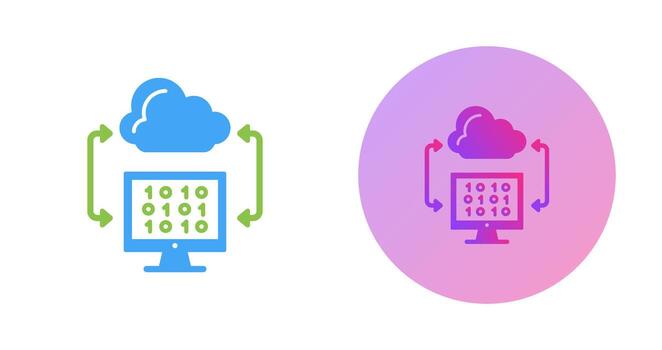 icono de vector de codificación de nube