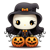 Halloween Spooky Hello Kitty. AI Generated. png