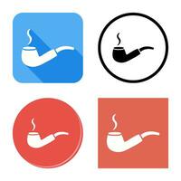 Unique Lit Smoking Pipe Vector Icon