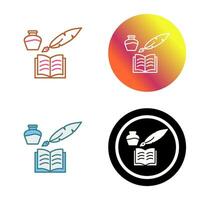 icono de vector de pluma y libro único