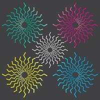 Flat vector zigzag fireworks explosion cartoon element set. fireworks mascot icon set