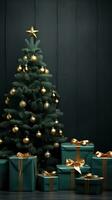 Decorated bright Christmas tree large photo