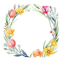 watercolor spring frame isolated photo