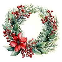 watercolor christmas circle frame isolated photo