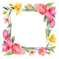 watercolor spring frame isolated photo