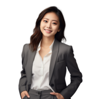 Attractive businesswoman smiling looking at camera transparent background AI Generative png