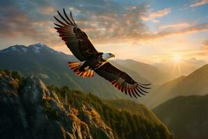 Image of an eagle flight in mid air AI Generative photo