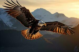 imagen de un águila vuelo en medio aire ai generativo foto