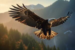 imagen de un águila vuelo en medio aire ai generativo foto