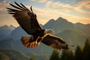 Image of an eagle flight in mid air AI Generative photo