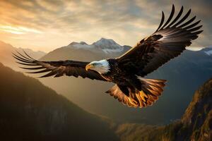 Image of an eagle flight in mid air AI Generative photo