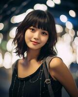 Beautiful asian girl in fashionable outfit AI Generative photo