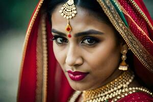 a beautiful indian bride in traditional attire. AI-Generated photo