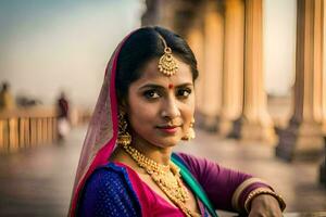 a beautiful indian woman in traditional attire. AI-Generated photo