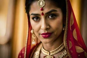 a beautiful indian bride in traditional attire. AI-Generated photo