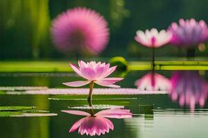 pink lotus flowers in the water. AI-Generated photo