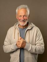 Happy european man in casual clothing against a neutral background AI Generative photo