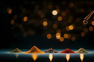 spices on a table with a candle. AI-Generated photo