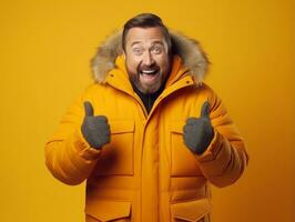 Happy european man in casual clothing against a neutral background AI Generative photo