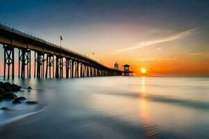 el Dom sube terminado el Oceano y muelle. generado por ai foto