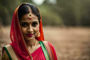 a beautiful indian woman in traditional attire. AI-Generated photo