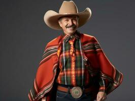 Smiling young man of Mexican descent against neutral background AI Generative photo