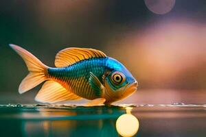 a fish with a bright blue and orange body. AI-Generated photo