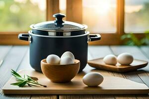how to cook eggs in a pressure cooker. AI-Generated photo
