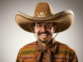 Smiling young man of Mexican descent against neutral background AI Generative photo