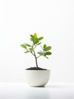 planta en un maceta en blanco antecedentes ai generativo foto