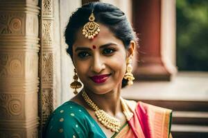 a beautiful indian woman in traditional clothing. AI-Generated photo