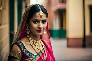 a beautiful indian bride in traditional attire. AI-Generated photo