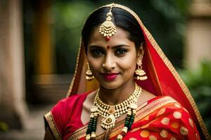 a beautiful indian bride in traditional attire. AI-Generated photo