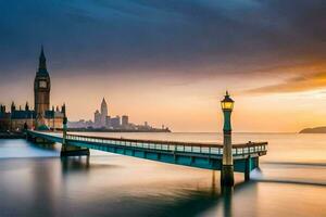 the thames bridge and big ben in the background. AI-Generated photo