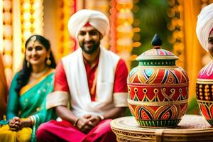 indio Boda en Bombay. generado por ai foto