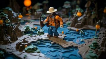 Lego personaje explorador un épico Lego mundo ai generativo foto