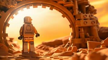 Lego personaje explorador un épico Lego mundo ai generativo foto