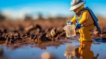 Lego personaje explorador un épico Lego mundo ai generativo foto